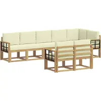 vidaXL Outdoor-Sofagarnitur 8 stk. Weiß und Creme Polyester