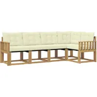 vidaXL Outdoor-Sofagarnitur mit Kissen 5 pcs Weiß und Creme