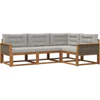 vidaXL Outdoor-Sofagarnitur 4 Stk. Natur und Hellgrau