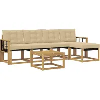 vidaXL Outdoor-Sofagarnitur 6 stk. Weiß und Beige