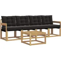vidaXL Outdoor-Sofagarnitur 5 Stk. Weiß und Schwarz