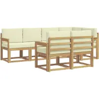 vidaXL Outdoor-Sofagarnitur 7 stk. Weiß und Creme Polyester