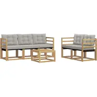 vidaXL Outdoor-Sofagarnitur mit Kissen 6 pcs Weiß und Hellgrau