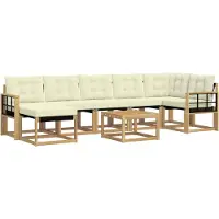 vidaXL Outdoor-Sofagarnitur mit Kissen 8 pcs Weiß und Creme