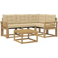 vidaXL Outdoor-Sofagarnitur 5 Stk. Weiß und Beige