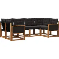vidaXL Outdoor-Sofagarnitur 6 Stk. Natürlich und Schwarz