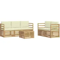 vidaXL Outdoor-Sofagarnitur 6 stk. Weiß und Creme Polyester