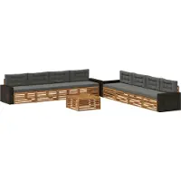 vidaXL Outdoor-Sofagarnitur 9 stk. Natur und Anthrazit Polyester