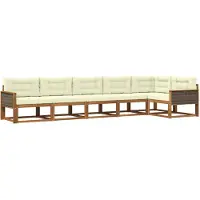 vidaXL Outdoor-Sofagarnitur 6 stk. Natur und Creme