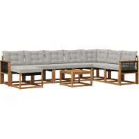 vidaXL Outdoor-Sofagarnitur 9 Stk. Natur und Hellgrau