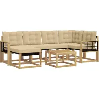 vidaXL Outdoor-Sofagarnitur mit Kissen 7 pcs Weiß und Beige