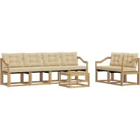 vidaXL Outdoor-Sofagarnitur 7 Stk. Weiß und Beige