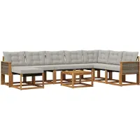 vidaXL Outdoor-Sofagarnitur 9 Stk. Natur und Hellgrau