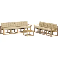 vidaXL Outdoor-Sofagarnitur 9 Stk. Weiß und Beige