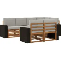 vidaXL Ecksofa Set mit Kissen 7 pcs Natürlich und Hellgrau