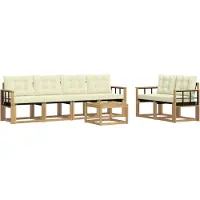 vidaXL Outdoor-Sofagarnitur 7 stk. Weiß und Creme