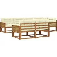 vidaXL Outdoor-Sofagarnitur mit Kissen 7 pcs Natur und Creme