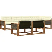 vidaXL Outdoor-Sofagarnitur 7 Stk. Natur und Creme