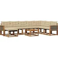 vidaXL Outdoor-Sofagarnitur 9 stk. Natur und Beige