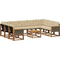 vidaXL Outdoor-Sofagarnitur 10 Stk. Natur und Beige