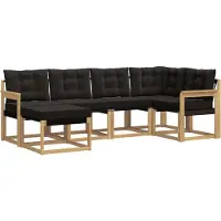 vidaXL Outdoor-Sofagarnitur mit Kissen 6 pcs Weiß und Schwarz