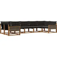 vidaXL Outdoor-Sofagarnitur 7 Stk. Natürlich und Schwarz