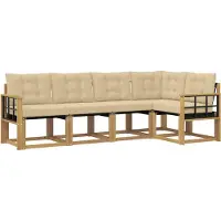 vidaXL Outdoor-Sofagarnitur mit Kissen 5 pcs Weiß und Beige