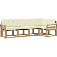 vidaXL Outdoor-Sofagarnitur 5 stk. Weiß und Creme