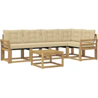 vidaXL Outdoor-Sofagarnitur 6 stk. Weiß und Beige