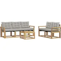 vidaXL Outdoor-Sofagarnitur mit Kissen 6 pcs Weiß und Hellgrau