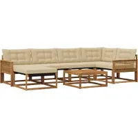vidaXL Outdoor-Sofagarnitur 7 pcs Natur und Beige Massivholz Akazie