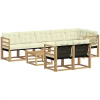 vidaXL Outdoor-Sofagarnitur 9 stk. Weiß und Creme