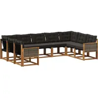 vidaXL Outdoor-Sofagarnitur 9 Stk. Natürlich und Schwarz