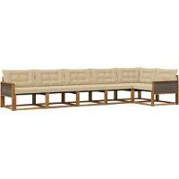 vidaXL Outdoor-Sofagarnitur mit Kissen 6 pcs Natur und Beige