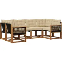 vidaXL Outdoor-Sofagarnitur 6 stk. Natur und Beige
