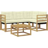 vidaXL Outdoor-Sofagarnitur mit Kissen 5 pcs Weiß und Creme
