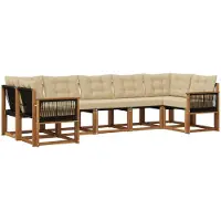 vidaXL Outdoor-Sofagarnitur 7 stk. Natur und Beige