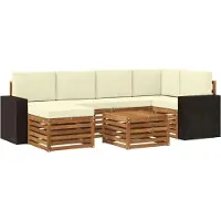 vidaXL Outdoor-Sofagarnitur 7 Stk. Natur und Creme Polyester