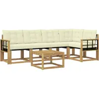 vidaXL Outdoor-Sofagarnitur 6 Stk. Weiß und Creme