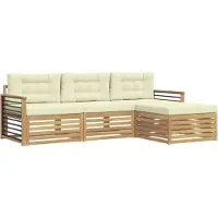 vidaXL Outdoor-Sofagarnitur 4 stk. Weiß und Creme Polyester