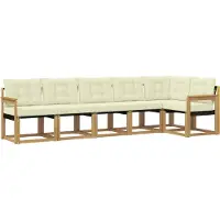 vidaXL Outdoor-Sofagarnitur 6 Stk. Weiß und Creme