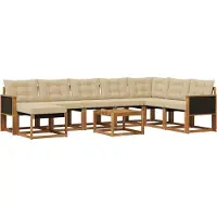 vidaXL Outdoor-Sofagarnitur 9 Stk. Natur und Beige
