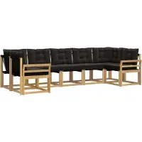 vidaXL Outdoor-Sofagarnitur mit Kissen 7 pcs Weiß und Schwarz