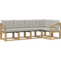 vidaXL Outdoor-Sofagarnitur mit Kissen 5 pcs Weiß und Hellgrau
