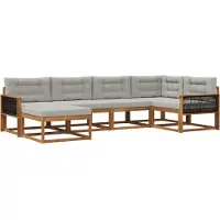 vidaXL Outdoor-Sofagarnitur 6 Stk. Natur und Hellgrau