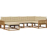vidaXL Outdoor-Sofagarnitur mit Kissen 6 pcs Natur und Beige