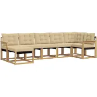 vidaXL Outdoor-Sofagarnitur 7 Stk. Weiß und Beige