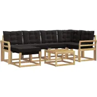 vidaXL Outdoor-Sofagarnitur mit Kissen 7 pcs Weiß und Schwarz