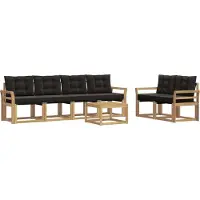 vidaXL Outdoor-Sofagarnitur mit Kissen 7 pcs Weiß und Schwarz