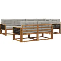 vidaXL Outdoor-Sofagarnitur 8 Stk. Natur und Hellgrau